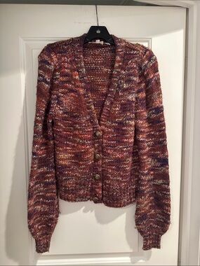 Veronica Beard Multicolor Space Dye Knit Button-Front Women's Sweater Cardigan